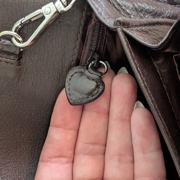 Brighton Shiny Crocodile-Embossed Brown Crossbody Bag - Picture 10 of 13